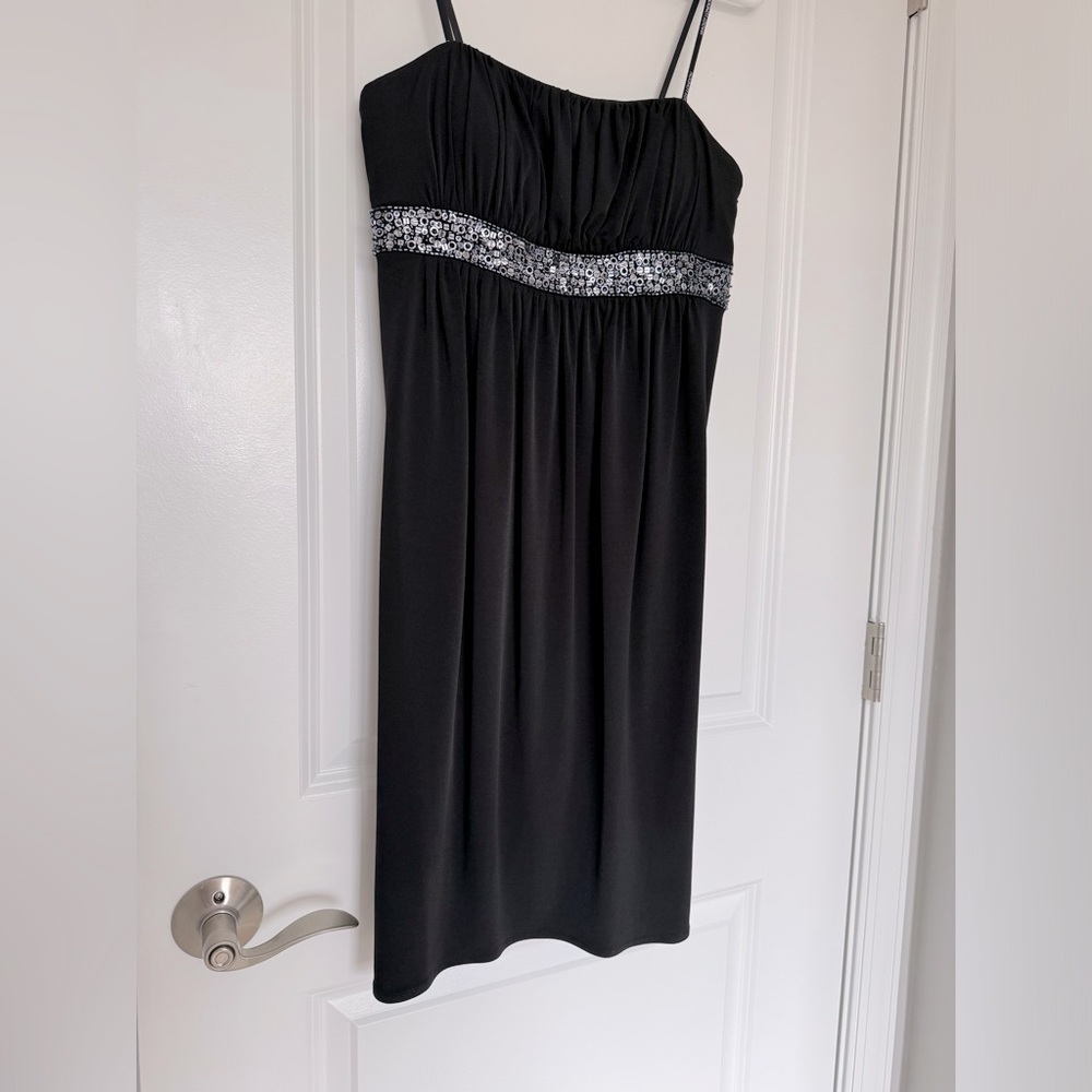 Maggy London Black Strapless Drape Back Dress (Size 2)